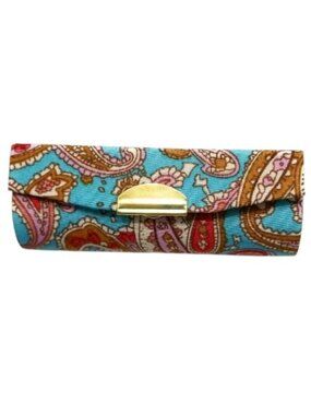 Blue Paisley Print Lipstick Case w/ Mirror